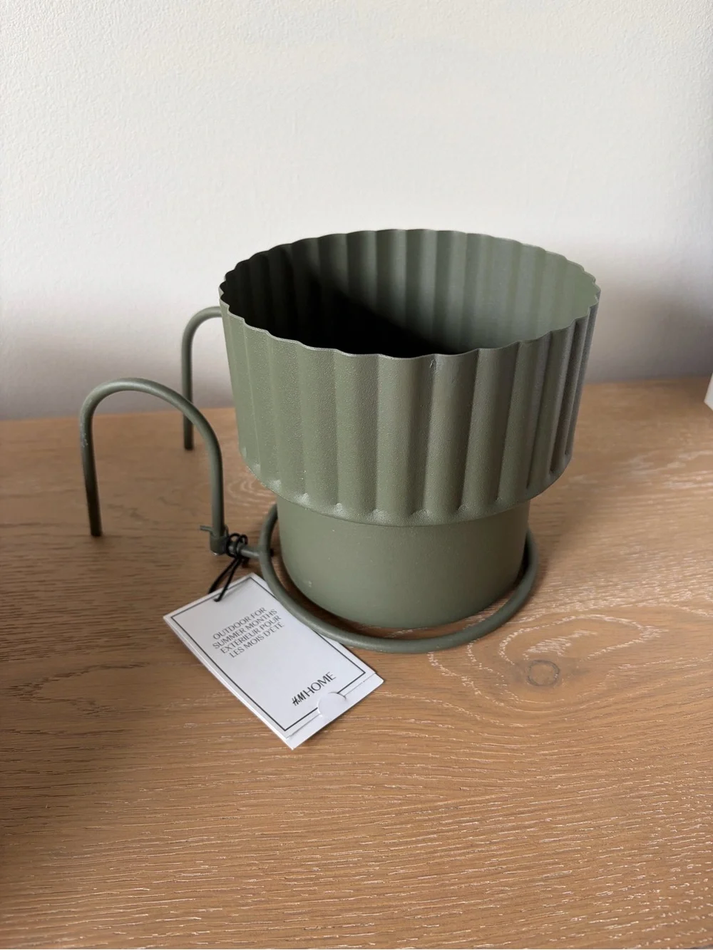 NEW H&M Olive Green Fluted Hanging Planter